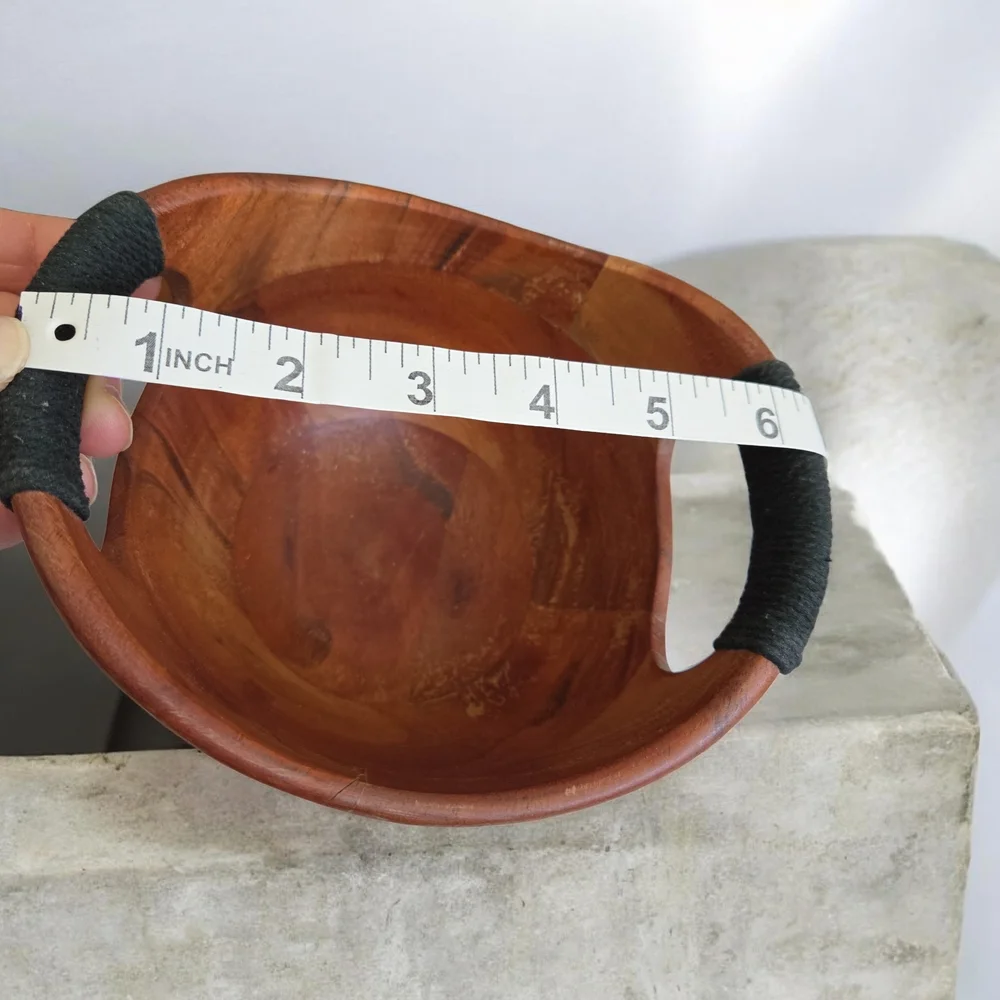 The Pitara Project Wood Bowl with Black Rope Handles